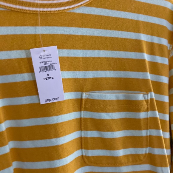 GAP Mint Green & Yellow Stripe Pocket Tee NWT - Picture 2 of 2